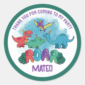 Rond Dino Party Sticker