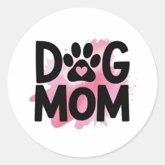 Rond Dog Mom Paw Print Heart Sticker Dog Lover Gift