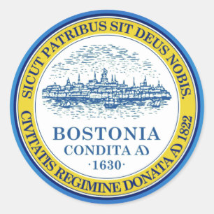 Rond Drapeau de Boston, Massachusetts Sticker ovale