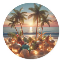 Élégance côtière : Sticker de Noël Beach