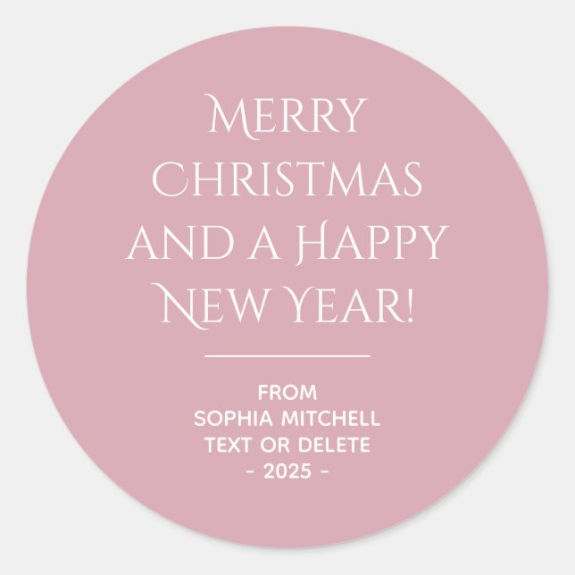 Rond Élégance Muted - Sticker de Noël Rose (Devant)