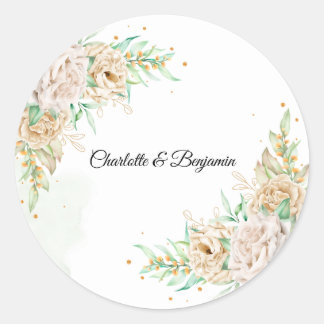 Rond Elegant Floral Greenery Wedding Favor Sticker