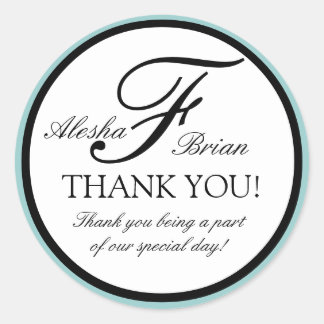 Rond Élégant Monogramme Mariage Favoriser Merci Sticker