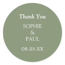 Élégant Sage Green Mariage Merci Sticker