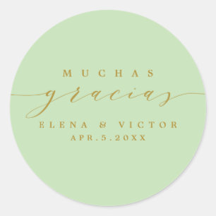 ROND ELÉGANT SCRIPT MUCHAS GRACIAS   MERCI STICKER