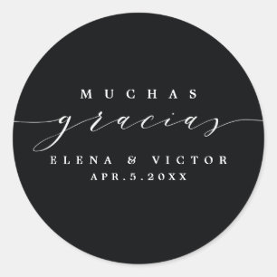 ROND ELÉGANT SCRIPT MUCHAS GRACIAS   MERCI STICKER
