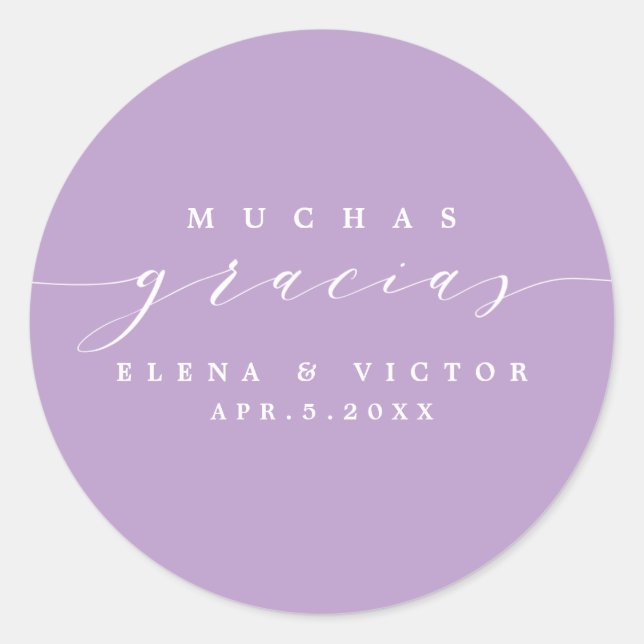 ROND ELÉGANT SCRIPT MUCHAS GRACIAS | MERCI STICKER (Devant)