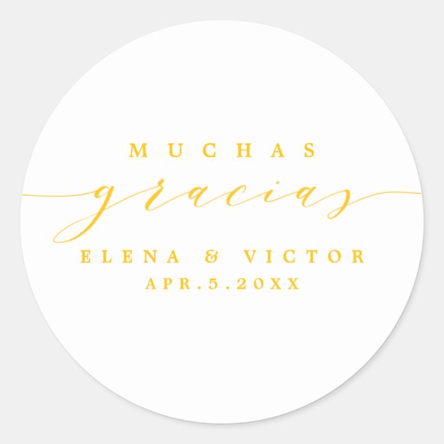ROND ELÉGANT SCRIPT MUCHAS GRACIAS | MERCI STICKER (Devant)