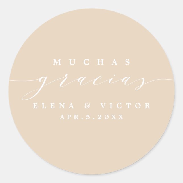 ROND ELÉGANT SCRIPT MUCHAS GRACIAS | MERCI STICKER (Devant)