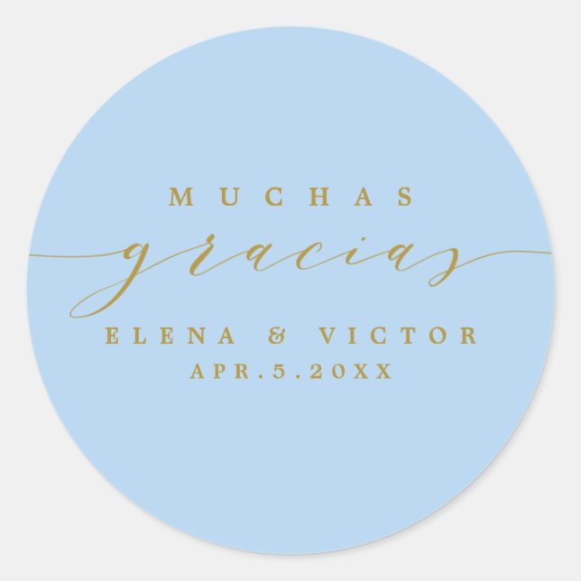 ROND ELÉGANT SCRIPT MUCHAS GRACIAS | MERCI STICKER (Devant)