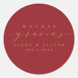 ROND ELÉGANT SCRIPT MUCHAS GRACIAS   MERCI STICKER