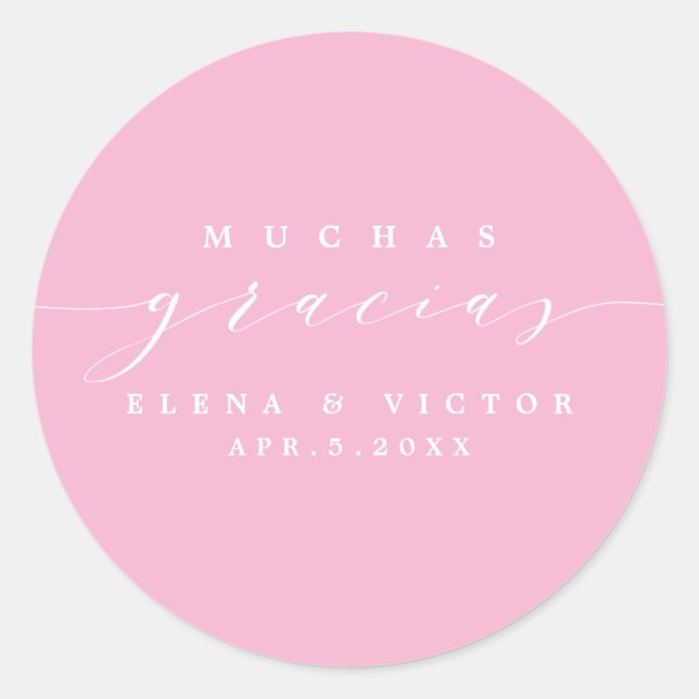 ROND ELÉGANT SCRIPT MUCHAS GRACIAS | MERCI STICKER (Devant)