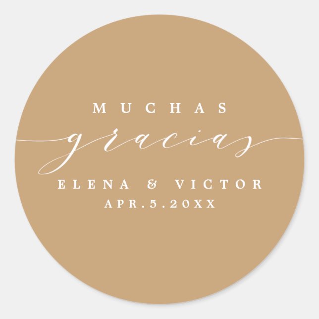 ROND ELÉGANT SCRIPT MUCHAS GRACIAS | MERCI STICKER (Devant)