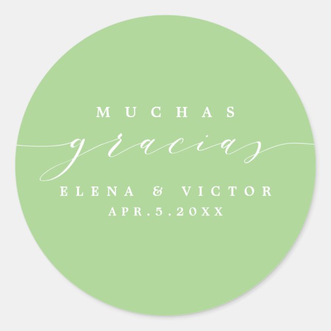 ROND ELÉGANT SCRIPT MUCHAS GRACIAS | MERCI STICKER (Devant)