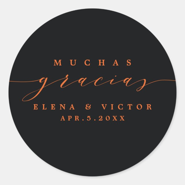 ROND ELÉGANT SCRIPT MUCHAS GRACIAS | MERCI STICKER (Devant)