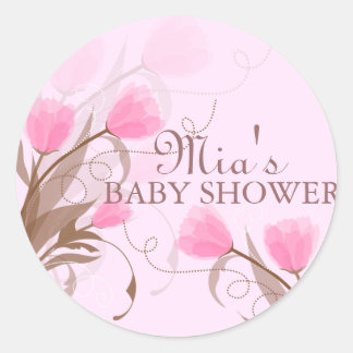 Rond Élégant Sticker Baby shower rose