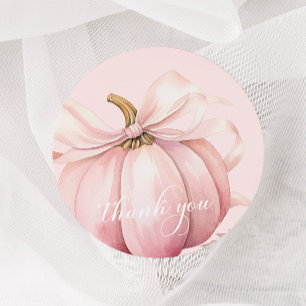 Rond Élégant Sticker Citrouille de Bow rose