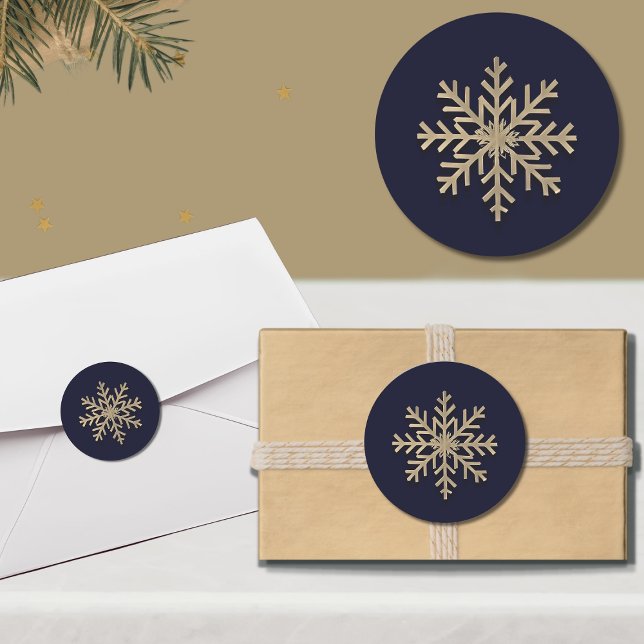 Rond Élégant Sticker de Fête Snowflake (Créateur téléchargé)