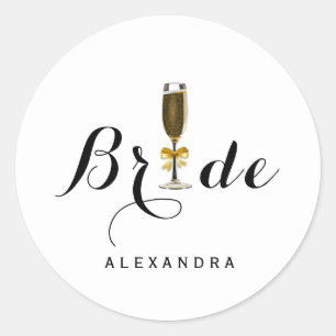 Rond Élégant Sticker de mariée en verre de Champagne