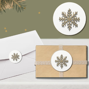 Rond Élégant Sticker Gold Snowflake Holiday