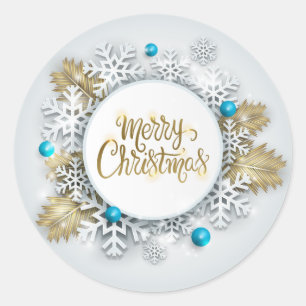 Rond Élégants Snowflakes Joyeux Noël Sticker