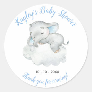 Rond Elephant Baby shower Favoriser Sticker Dormir Drea