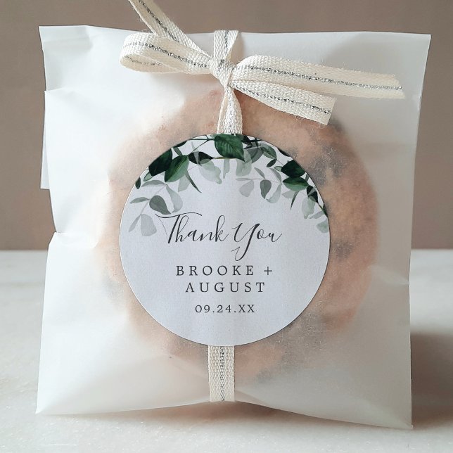 Rond Émeraude Vert Merci Mariage Favor Sticker (Créateur téléchargé)