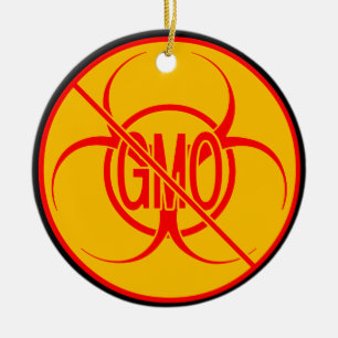Rond En Céramique Aucun OGM Ornement Biodanger OGM Avertissement Déc