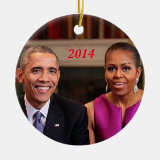 Rond En Céramique Barack et Michelle 2014 - Ornement