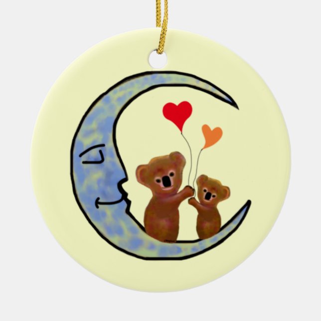 Rond En Céramique Bonne nuit ornement de lune de koala (Devant)