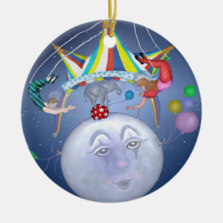 Rond En Céramique Chapiteau sur un petit ornement de lune bleue