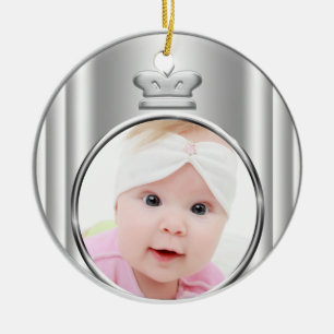 Rond En Céramique Couronne de princesse argentée bébé fille ornement