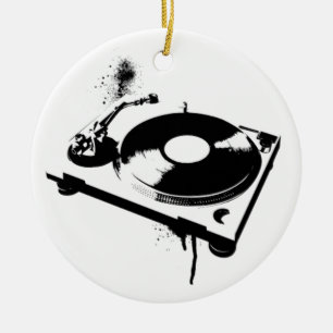 Rond En Céramique Deejay DJ Tourne-disque Ornement   Cadeaux de musi