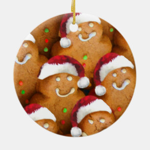 Rond En Céramique Gingerbread Cookie Père Noël Xmas Ornement