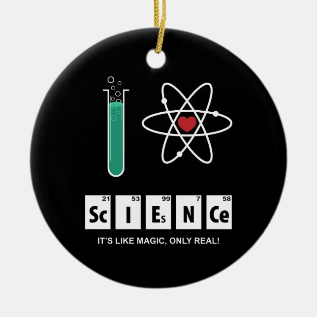Rond En Céramique J'aime la Science - ornement (Devant)