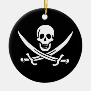 Rond En Céramique Jolly roger Pirate Drapeau Ornement