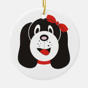 Rond En Céramique Joyeux ornement de chiot stupide