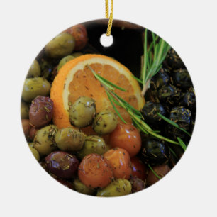 Rond En Céramique Olives Noël Ornement