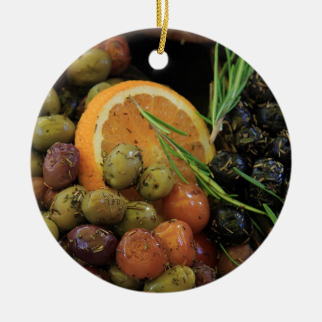 Rond En Céramique Olives Noël Ornement (Devant)