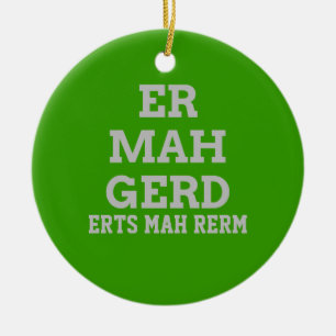 Rond En Céramique Ornement Affichette de porte Grey Ermahgerd