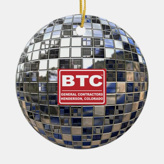 Rond En Céramique Ornement argenté de miroir de boule de disco (Devant)