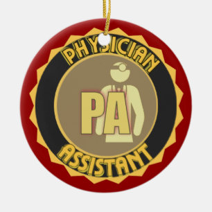 ROND EN CÉRAMIQUE ORNEMENT AUXILIAIRE DE NOËL DE MÉDECIN DE LOGO D