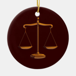 Rond En Céramique Ornement avec des échelles de justice