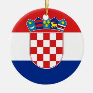 Rond En Céramique Ornement avec drapeau de la Croatie