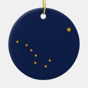 Rond En Céramique Ornement avec drapeau de l'Alaska