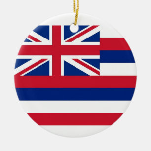 Rond En Céramique Ornement avec drapeau d'Hawaii