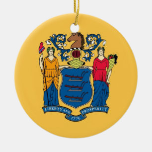 Rond En Céramique Ornement avec drapeau du New Jersey