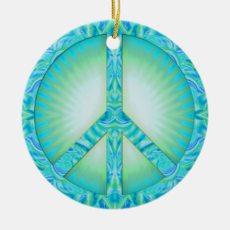 Rond En Céramique Ornement bleu de symbole de paix