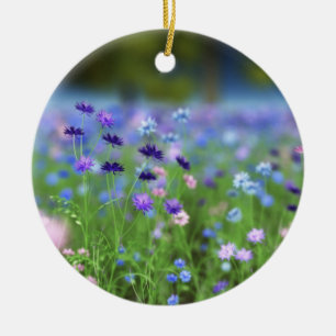 Rond En Céramique Ornement bleu fleur