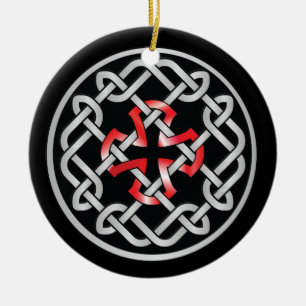Rond En Céramique Ornement Cercle Métal Rouge Nœud Celtique